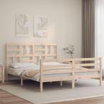 vidaXL Bedframe met hoofdbord massief hout, Huis en Inrichting, Slaapkamer | Bedden, Verzenden, Nieuw