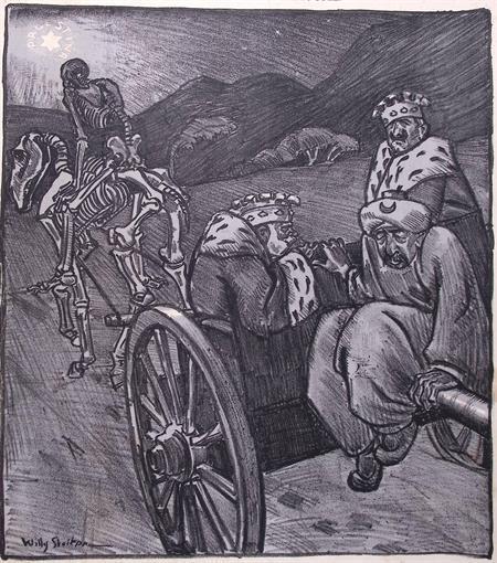 Spotprent Oorlog in het Midden-Oosten tijdens Eerste Were..., Antiek en Kunst, Kunst | Litho's en Zeefdrukken, Verzenden