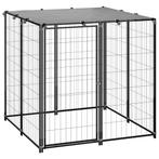 vidaXL Hondenkennel 110x110x110 cm staal zwart, Dieren en Toebehoren, Verzenden, Nieuw