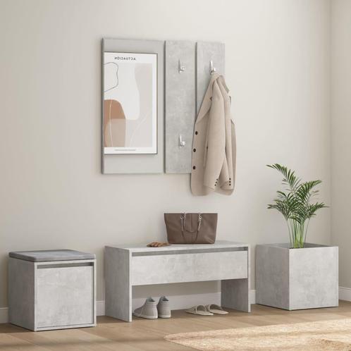 vidaXL Garderobe set bewerkt hout betongrijs, Huis en Inrichting, Overige Huis en Inrichting, Nieuw, Verzenden