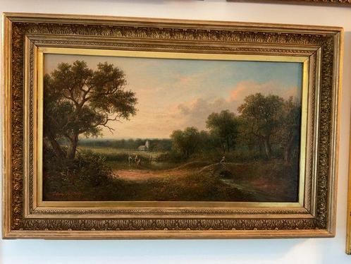 Edwin Buttery (1839-1908) - Autumn sunset in Cambrigeshire, Antiek en Kunst, Kunst | Schilderijen | Klassiek