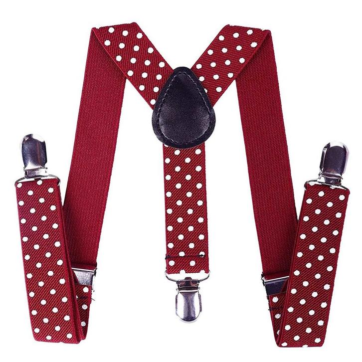 Fako Fashion - Kinder Bretels - Stippen - 65cm - Bordeaux, Kinderen en Baby's, Kinderkleding | Overige, Verzenden