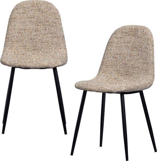 2dekans | eetkamerstoel Marije - Chenille - Naturel - Set, Huis en Inrichting, Stoelen, Ophalen of Verzenden