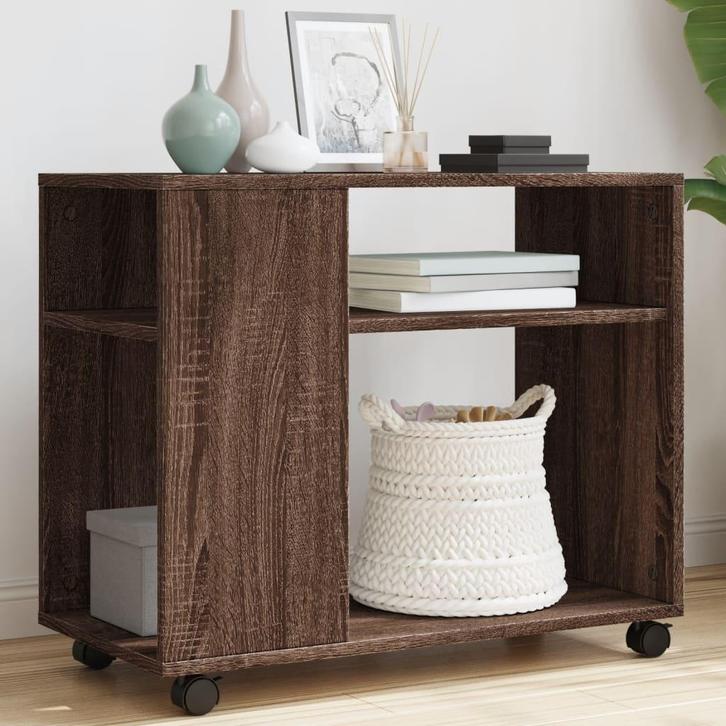 vidaXL Bijzettafel met wieltjes 70x35x60 cm hout bruin, Huis en Inrichting, Tafels | Bijzettafels, Nieuw, Verzenden