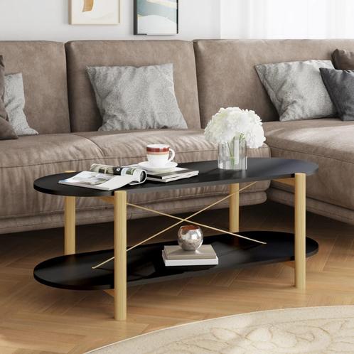 vidaXL Salontafel 110x48x40 cm bewerkt hout zwart, Maison & Meubles, Tables | Tables de salon, Envoi
