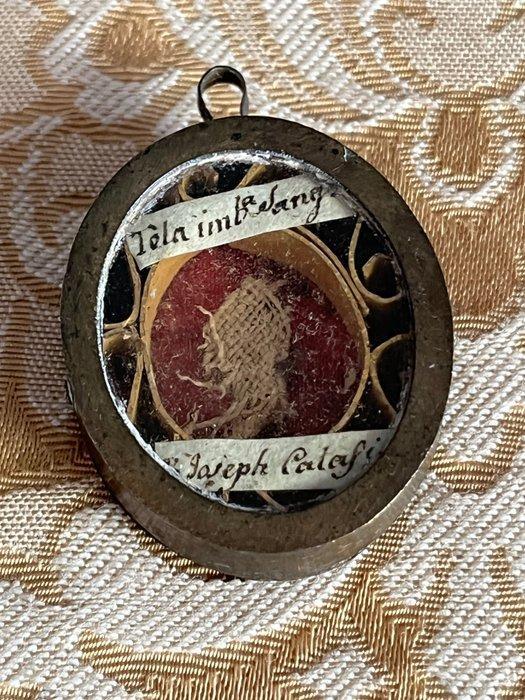 Reliekhouder - Brons, Glas, Textiel - 1850-1900 - San, Antiquités & Art, Art | Art non-occidental