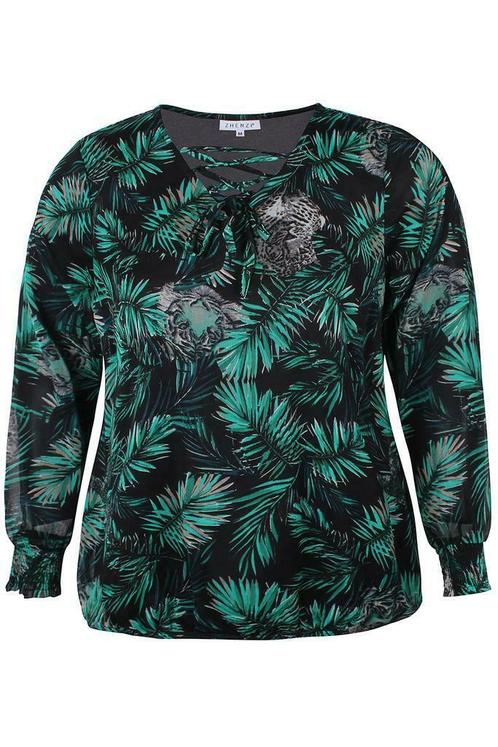 Tuniek blouse Zhenzi combi print maat M=46-48, Kleding | Dames, Blouses en Tunieken, Verzenden