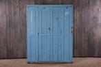 Industriele vintage locker blauw hout| Oude brocante lockerk