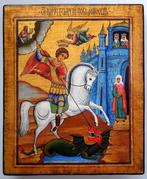 Icoon - RUSSISCH ORTHODOX ICON SAINT GEORGE hout, tempera,
