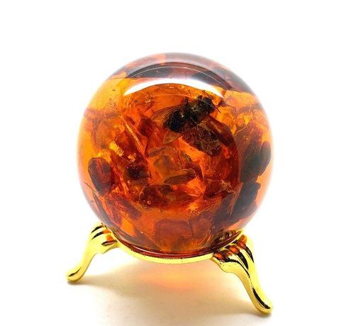 Boule avec ambre baltique et abeille - Ambre - succinite -, Collections, Minéraux & Fossiles