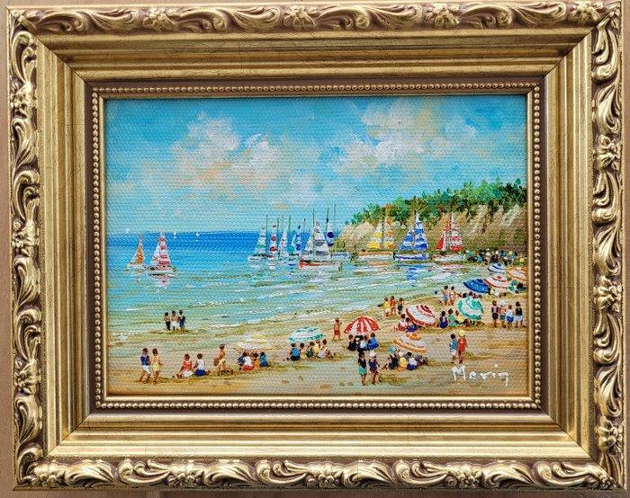 Gérald Marin (1975) - Étretat ~ Voiles colorées sur la côte, Antiquités & Art, Art | Peinture | Classique