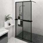 vidaXL Paroi de douche avec étagère Noir 118x190cm Verre, Verzenden, Neuf