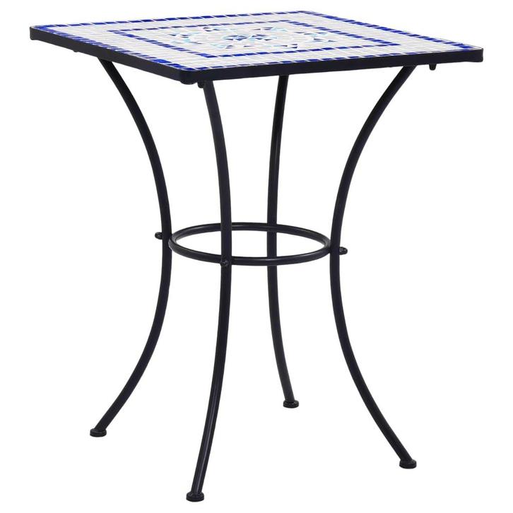 vidaXL Bistrotafel mozaïek 60 cm keramiek blauw en wit, Tuin en Terras, Tuintafels, Nieuw, Verzenden