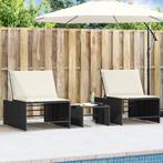 vidaXL Modulaire ligbedden 2 stuks met tafel zwart poly, Verzenden, Nieuw