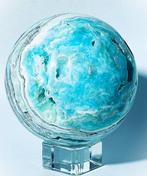 Zeldzame blauwe aragonietbol met natuurlijke holtes - Ø