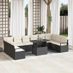 vidaXL Tuinbank Set met kussen 11 pcs Zwart en crème 100 x, Tuin en Terras, Verzenden, Nieuw