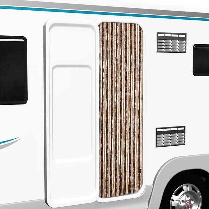 vidaXL Vliegengordijn 56x200 cm chenille beige en lichtbruin, Doe-het-zelf en Bouw, Deuren en Vliegenramen, Nieuw, Verzenden