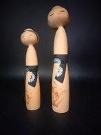 Suigai Sato - Beeldje, twee Vintage Sosaku Kokeshi /| Titel: