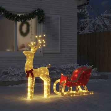 vidaXL Kerstdecoratie rendier en slee 100 LEDs warmwit, Verzenden