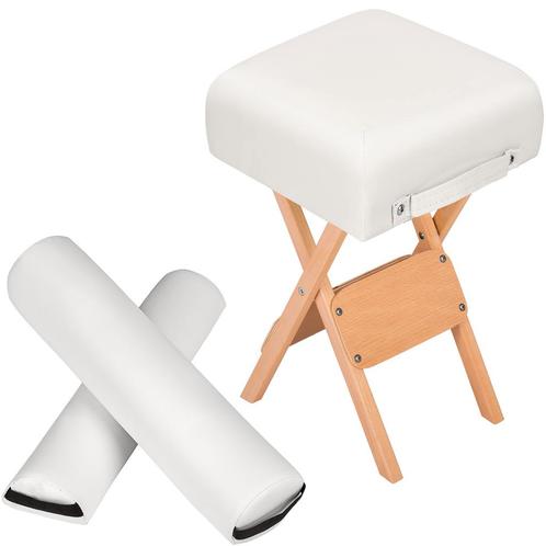 tectake Hocker met 2 rolkussens - wit, Huis en Inrichting, Barkrukken, Verzenden