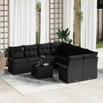 vidaXL Tuinbank Set 9 pcs Zwart Poly rattan, Verzenden, Nieuw