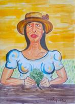 Giuseppe Migneco (1908-1997) - Contadina, Antiek en Kunst, Kunst | Schilderijen | Modern