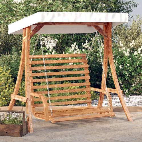 vidaXL Schommelbank met luifel vurenhout met teak afwerking, Tuin en Terras, Overige Tuin en Terras, Nieuw, Verzenden