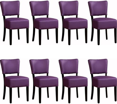 Set van 8 Leren eetkamerstoelen - Echt leer, Landelijk,, Huis en Inrichting, Stoelen, Overige kleuren, Vijf, Zes of meer stoelen