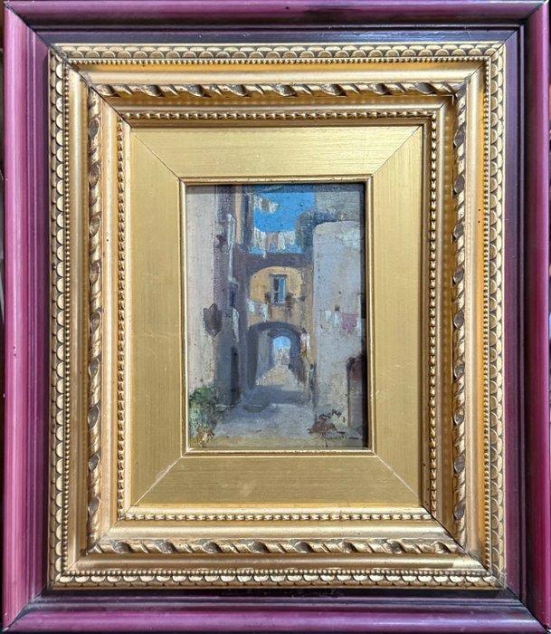 Oscar Ricciardi (1864-1935) - Scorcio di Paese, Antiek en Kunst, Kunst | Schilderijen | Klassiek