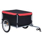 vidaXL Fietstrailer 65 kg zwart en rood, Fietsen en Brommers, Fietsaccessoires | Aanhangwagens en Karren, Verzenden, Nieuw