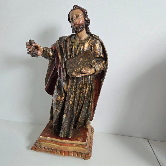 Beeld, 18Th.C. Polychromee Statue of Apostel Paulus / Saulus, Antiek en Kunst, Kunst | Niet-Westerse kunst
