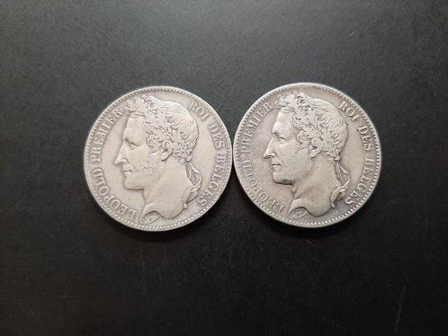 België. Leopold I. 5 Francs 1848 et 1849 (lot de 2 monnaies, Postzegels en Munten, Munten | Europa | Niet-Euromunten