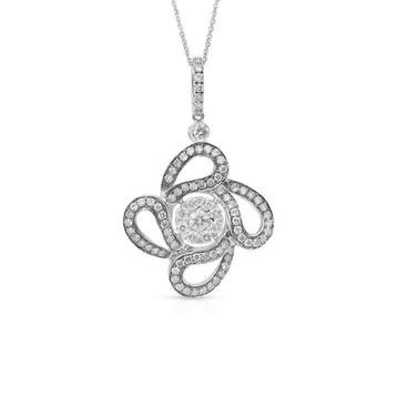 Collier avec pendentif - 18 carats Or blanc -  1.14ct. tw.