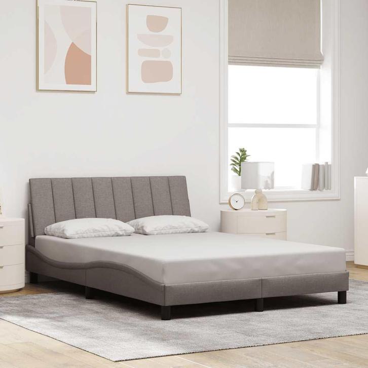 vidaXL Bedframe zonder matras Hanko stof taupe 140x190 cm, Huis en Inrichting, Slaapkamer | Bedden, Nieuw, Verzenden