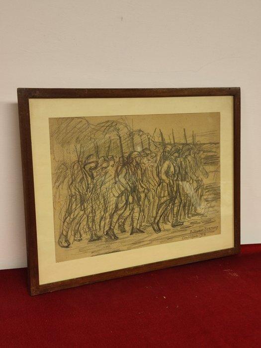 Paul Seguin-Bertault (1869-1964) - Soldati in marcia, Antiek en Kunst, Kunst | Schilderijen | Klassiek