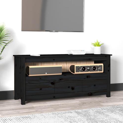 vidaXL Tv-meubel 114x35x52 cm massief grenenhout zwart, Huis en Inrichting, Kasten |Televisiemeubels, Nieuw, Verzenden