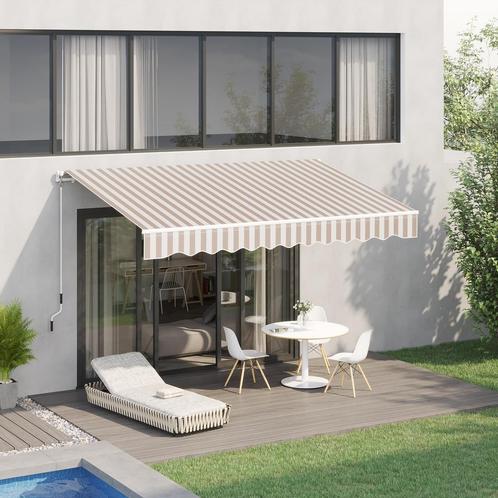 Zonnescherm - Solaris - Handkruk - LED-verlichting - Grijs, Tuin en Terras, Overige Tuin en Terras, Nieuw, Ophalen of Verzenden