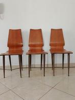 Stoel - Messing, Kersenhout - Set van drie stoelen uit de