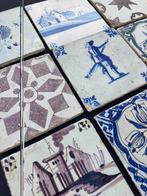 Tegel - Antieke Delfts blauwe tegels met drie tulpen,