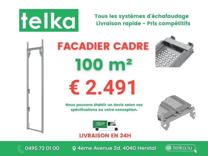 ÉCHAFAUDAGE NEUF 100m² – COMPLET - LIEGE, Bricolage & Construction, Échafaudages, Échafaudage de façade, Neuf, Enlèvement ou Envoi