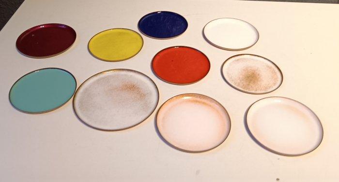 Vintage emaille-onderzetters - Emaille plaat (10) - Koper, Antiek en Kunst, Kunst | Designobjecten