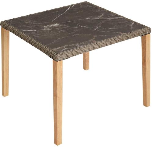 tectake Wicker tafel Tarent 93,5x93,5x75cm - natuur, Tuin en Terras, Tuinsets en Loungesets, Verzenden