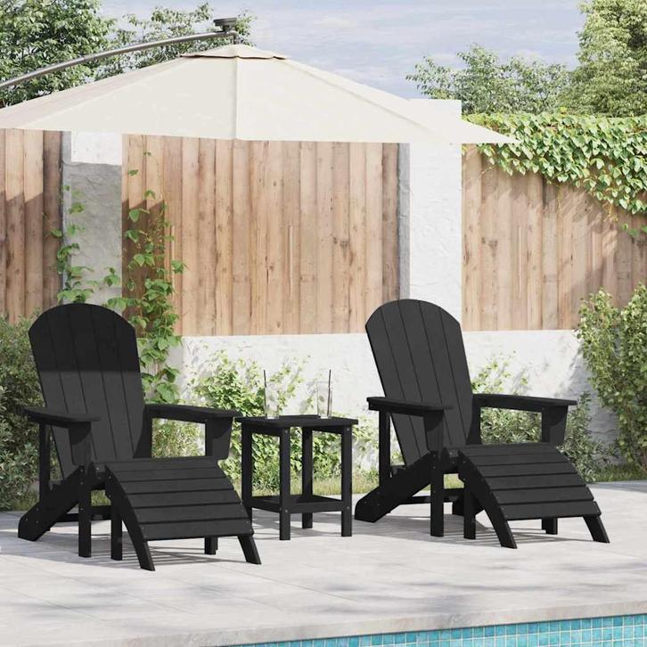 vidaXL Tuinstoel 3 pcs Zwart Polyetheen, Tuin en Terras, Tuinstoelen, Nieuw, Verzenden