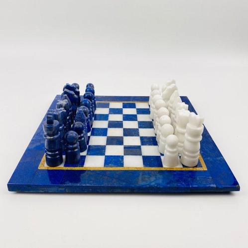 Jeu d’échecs - Lapis Lazuli fait à la main avec du marbre, Antiquités & Art, Curiosités & Brocante