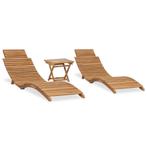 vidaXL 3-delige Loungeset inklapbaar massief teakhout, Tuin en Terras, Verzenden, Nieuw