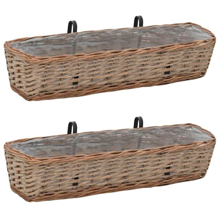 vidaXL Balkonbakken 2 st 80 cm wicker met PE-voering, Tuin en Terras, Bloempotten, Nieuw, Verzenden