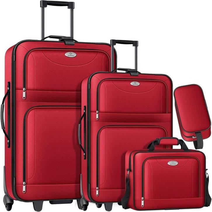 Kofferset - 4 delig - Trolley - Reiskoffer set - Rood - KESS, Bijoux, Sacs & Beauté, Valises, Envoi