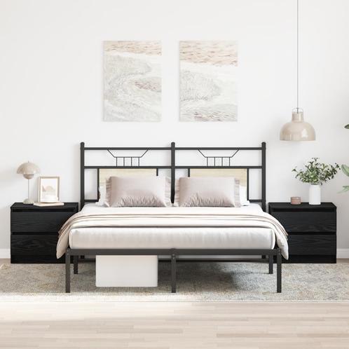 vidaXL Nachtkastjes 2 stuks Zwart Eiken 50x40x43,5 cm, Huis en Inrichting, Slaapkamer | Nachtkastjes, Nieuw, Verzenden