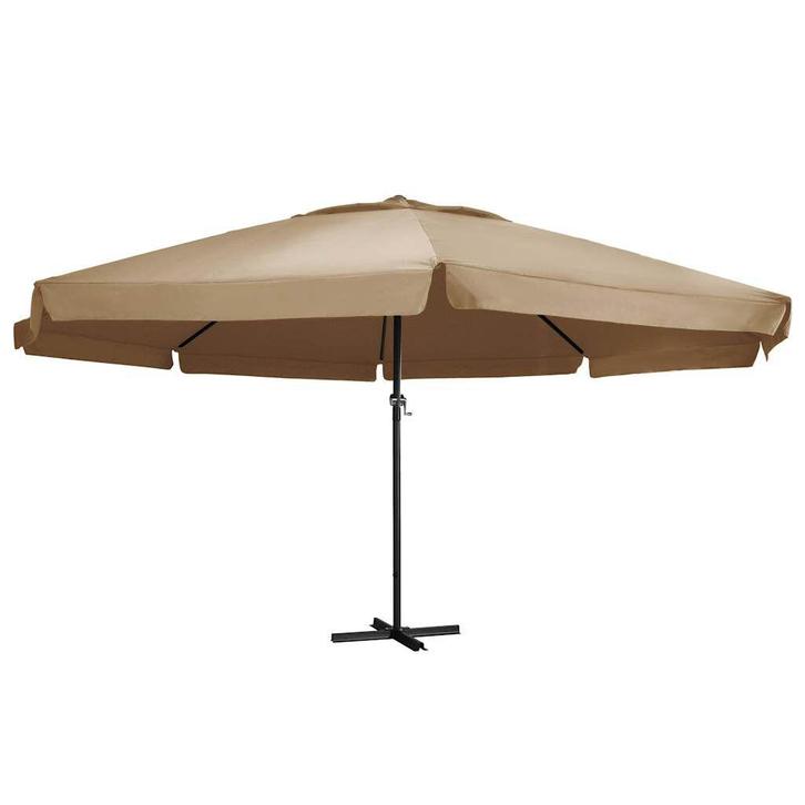 Parasol Alu 600cm Taupe | OP = OP | Grote Korting, Tuin en Terras, Parasols, Meer dan 4 meter, Nieuw, Stokparasol, Verzenden