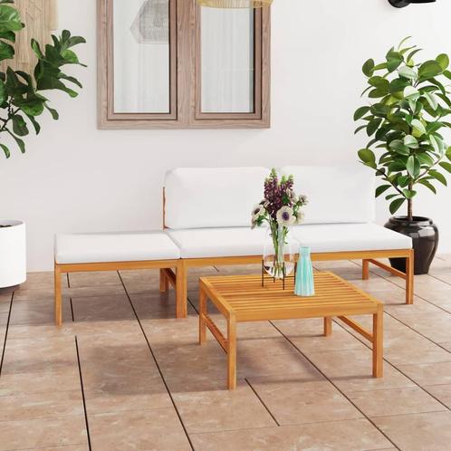 vidaXL 4-delige Loungeset met crèmekleurige kussens massief, Tuin en Terras, Tuinsets en Loungesets, Loungeset, Nieuw, Verzenden